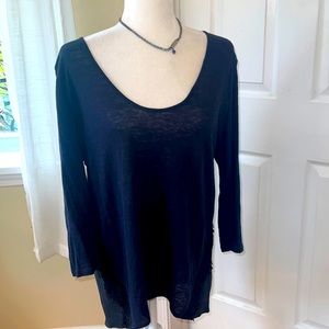 EUC Ann Taylor navy and black lace hi low top Large (10-12)